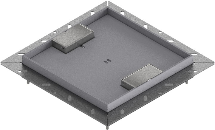 Produktbild UBDK 260 152  -  Unterflur-Bodendose UBDK 260 inkl. Deckel mit Kante, 15mm Vertiefung und 2 Schnurauslässen