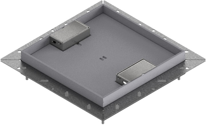 Produktbild UBDK 260 202  -  Unterflur-Bodendose UBDK 260 inkl. Deckel mit Kante, 20mm Vertiefung und 2 Schnurauslässen