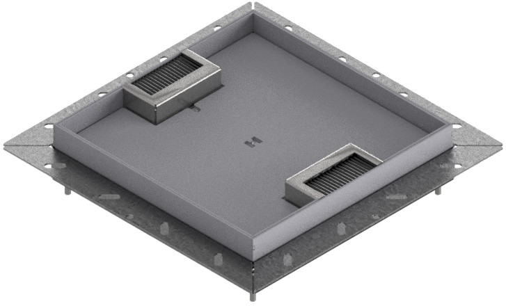 Produktbild UBDK 260 204  -  Unterflur-Bodendose UBDK 260 inkl. Deckel mit Kante, 20mm Vertiefung und 2 Bürstenauslässen