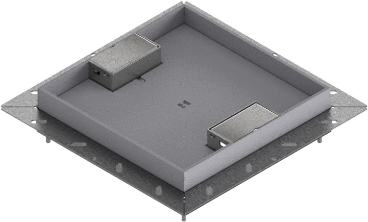 Produktbild UBDK 260 252  -  Unterflur-Bodendose UBDK 260 inkl. Deckel mit Kante, 25mm Vertiefung und 2 Schnurauslässen