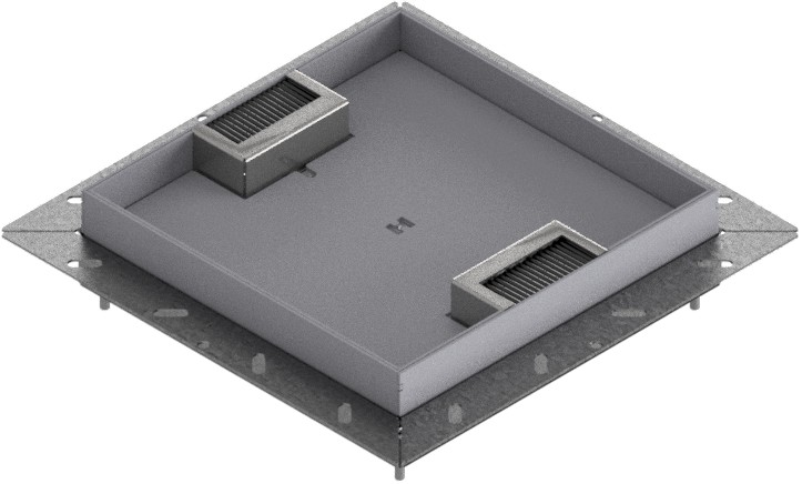 Produktbild UBDK 260 254  -  Unterflur-Bodendose UBDK 260 inkl. Deckel mit Kante, 25mm Vertiefung und 2 Bürstenauslässen