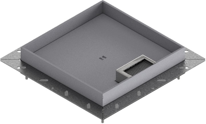 Produktbild UBDK 260 303  -  Unterflur-Bodendose UBDK 260 inkl. Deckel mit Kante, 30mm Vertiefung und 1 Bürstenauslass