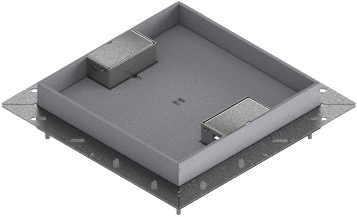 Produktbild UBDK 260 302  -  Unterflur-Bodendose UBDK 260 inkl. Deckel mit Kante, 30mm Vertiefung und 2 Schnurauslässen