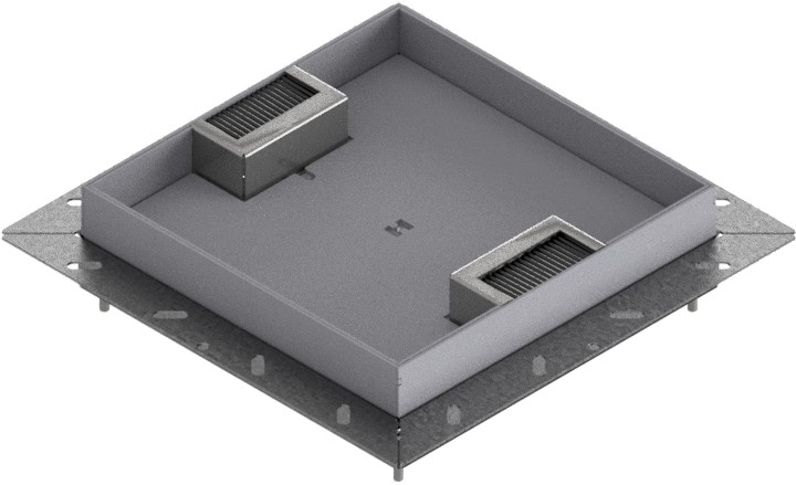 Produktbild UBDK 260 304  -  Unterflur-Bodendose UBDK 260 inkl. Deckel mit Kante, 30mm Vertiefung und 2 Bürstenauslässen