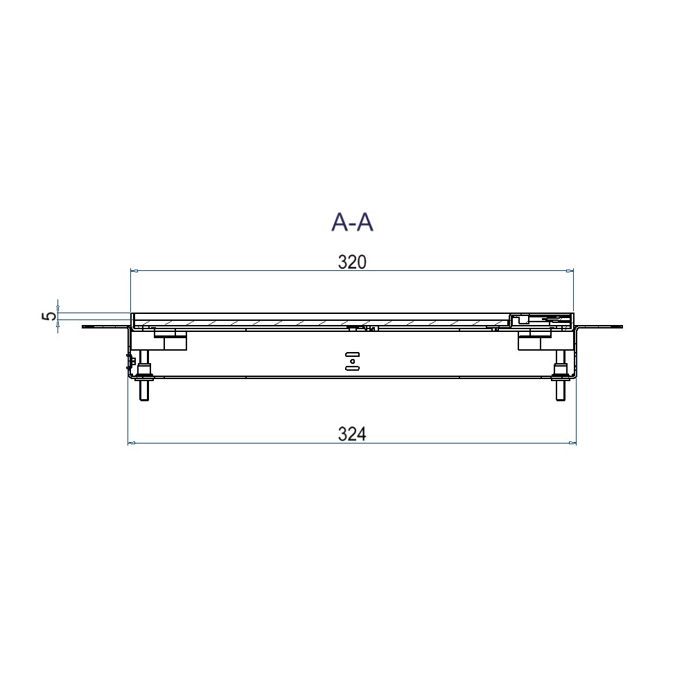 Produktbild UBDK 320 053 - Unterflur-Bodendose UBDK 320 inkl. Deckel, flach (SVZ) ohne Kante, mit 5mm Vertiefung und 1 Bürstenauslass
