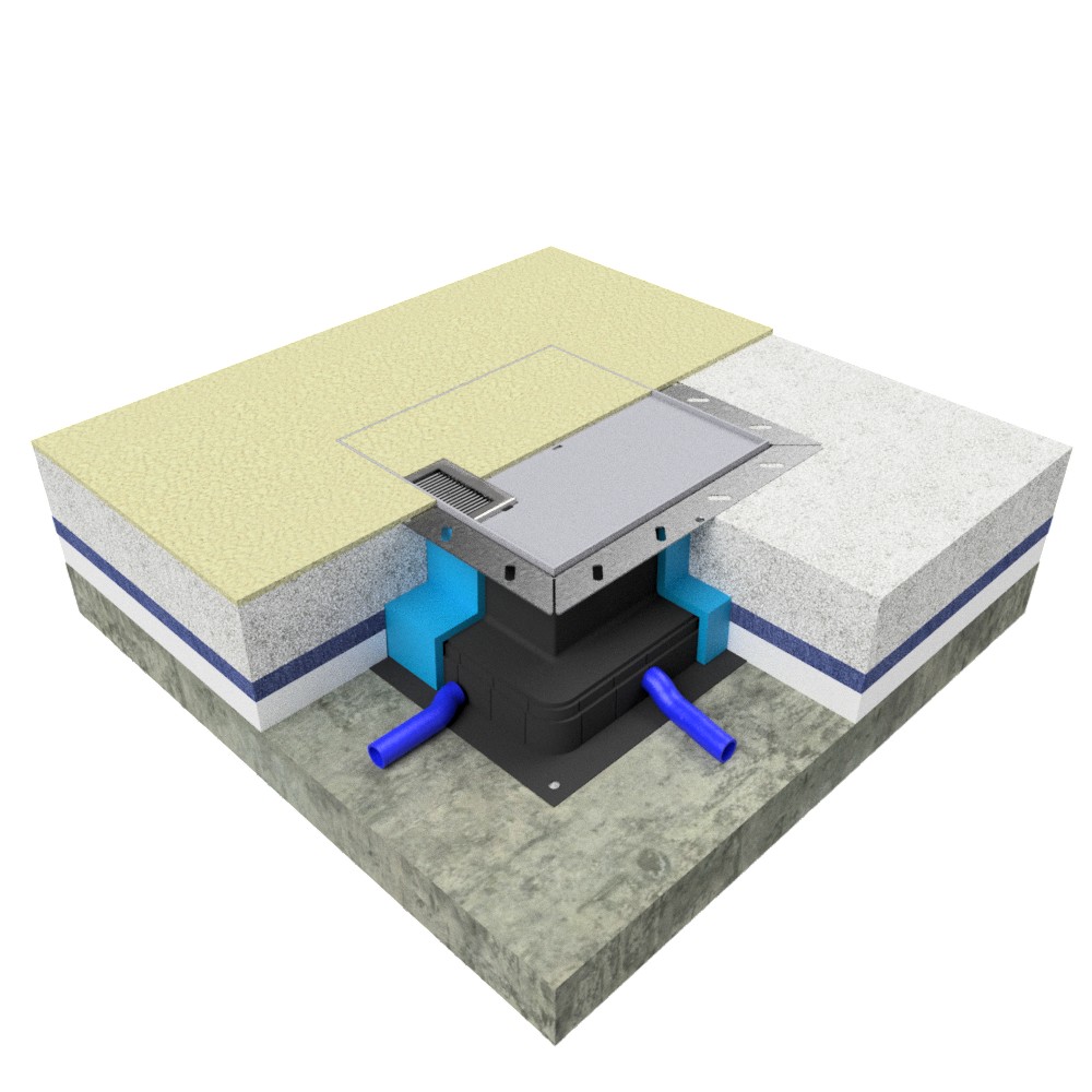 Produktbild UBDK 320 053 - Unterflur-Bodendose UBDK 320 inkl. Deckel, flach (SVZ) ohne Kante, mit 5mm Vertiefung und 1 Bürstenauslass