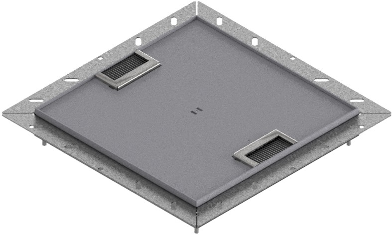 Produktbild UBDK 320 054  -  Unterflur-Bodendose UBDK 320 inkl. Deckel, flach (SVZ) ohne Kante, mit 5mm Vertiefung und 2 Bürstenauslässen