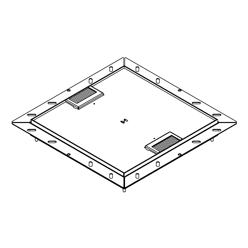 Produktbild UBDK 320 054 - Unterflur-Bodendose UBDK 320 inkl. Deckel, flach (SVZ) ohne Kante, mit 5mm Vertiefung und 2 Bürstenauslässen