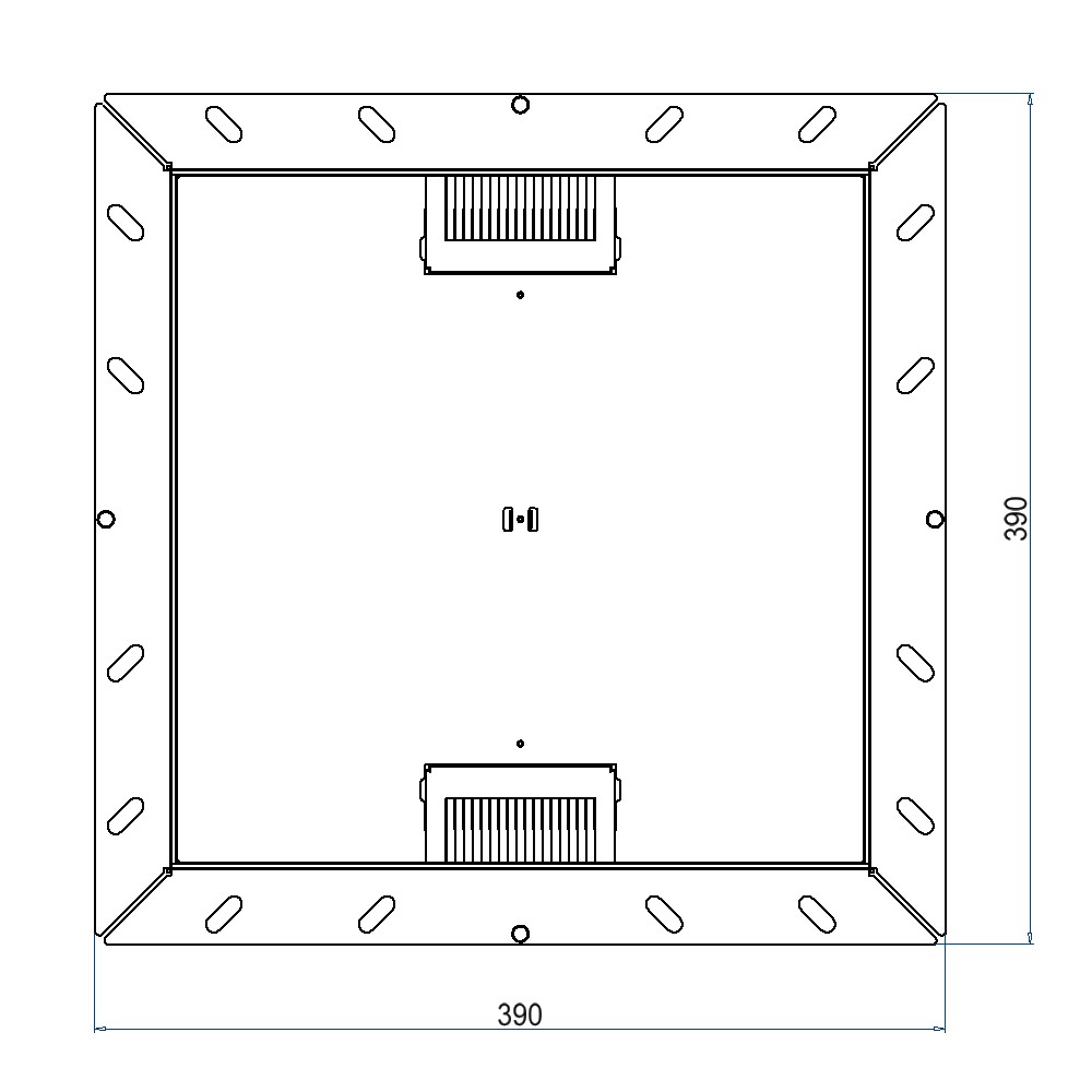 Produktbild UBDK 320 054 - Unterflur-Bodendose UBDK 320 inkl. Deckel, flach (SVZ) ohne Kante, mit 5mm Vertiefung und 2 Bürstenauslässen