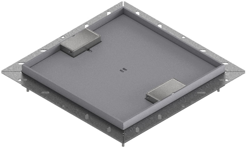 Produktbild UBDK 320 152  -  Unterflur-Bodendose UBDK 320 inkl. Deckel mit Kante, 15mm Vertiefung und 2 Schnurauslässen