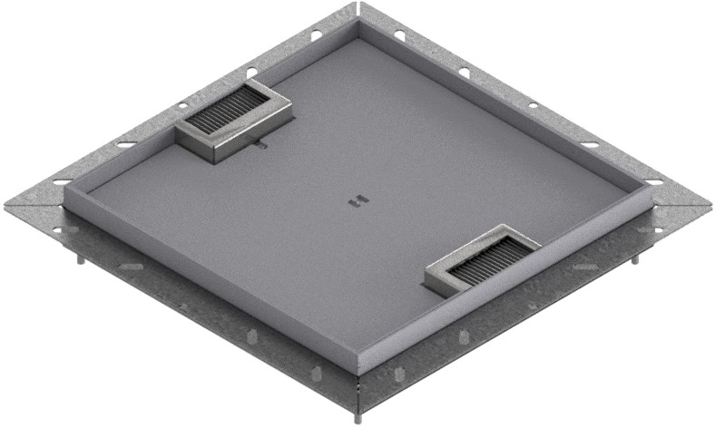 Produktbild UBDK 320 154 - Unterflur-Bodendose UBDK 320 aus Chromstahl inkl. Deckel mit 15mm Vertiefung und 2 Bürstenauslässen