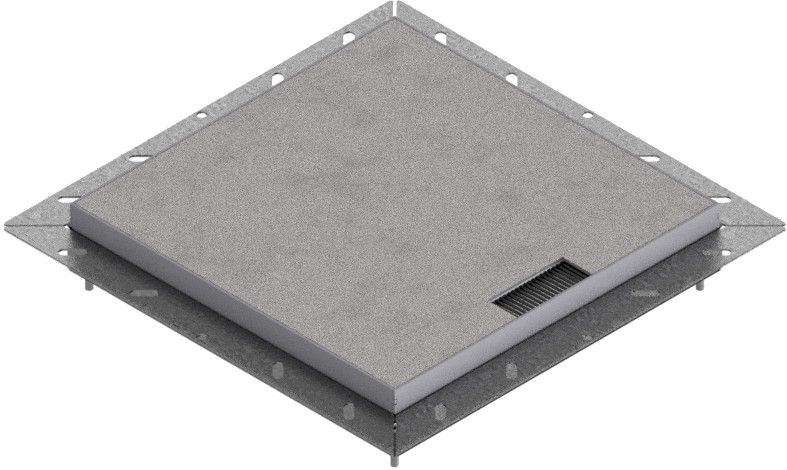 Produktbild UBDK 320 003  -  Unterflur-Bodendose UBDK 320 inkl. belegtem Deckel aus Chromstahl, geschliffen, und 1 Bürstenauslass