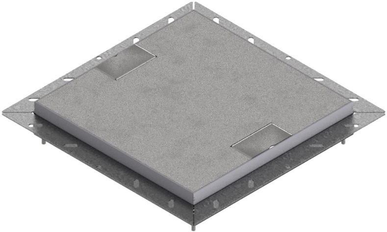 Produktbild UBDK 320 002  -  Unterflur-Bodendose UBDK 320 inkl. belegtem Deckel aus Chromstahl, geschliffen, und 2 Schnurauslässen
