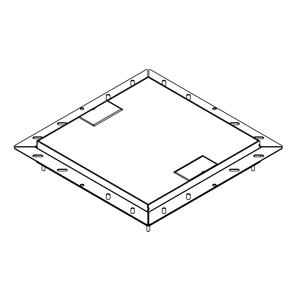 Produktbild UBDK 320 002 - Unterflur-Bodendose UBDK 320 inkl. belegtem Deckel aus Chromstahl, geschliffen, und 2 Schnurauslässen