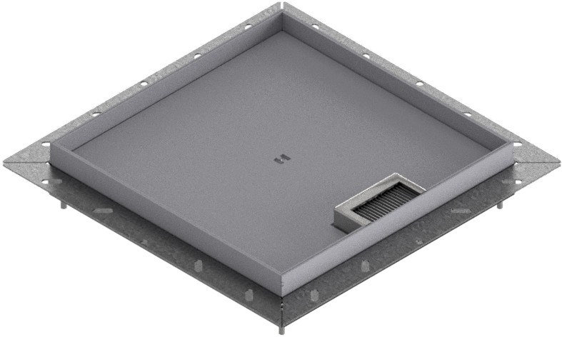 Produktbild UBDK 320 203  -  Unterflur-Bodendose UBDK 320 inkl. Deckel mit Kante, 20mm Vertiefung und 1 Bürstenauslass