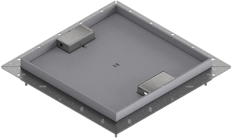 Produktbild UBDK 320 202  -  Unterflur-Bodendose UBDK 320 inkl. Deckel mit Kante, 20mm Vertiefung und 2 Schnurauslässen