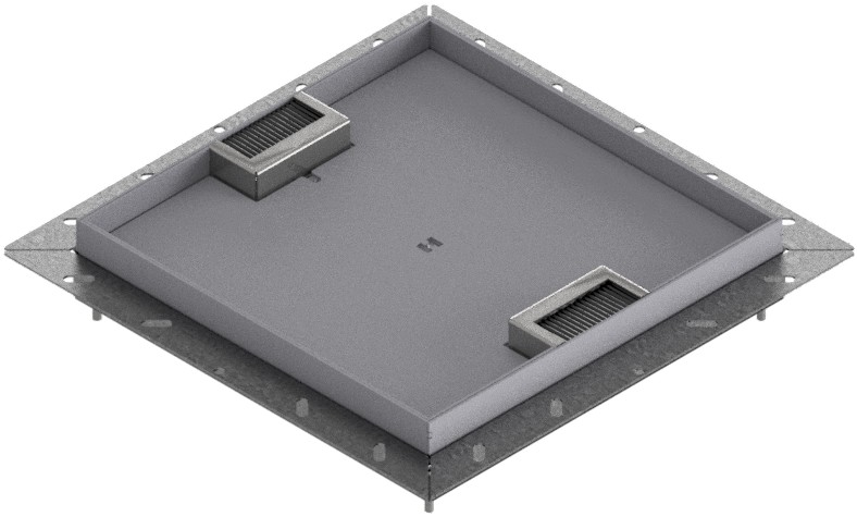 Produktbild UBDK 320 204  -  Unterflur-Bodendose UBDK 320 inkl. Deckel mit Kante, 20mm Vertiefung und 2 Bürstenauslässen