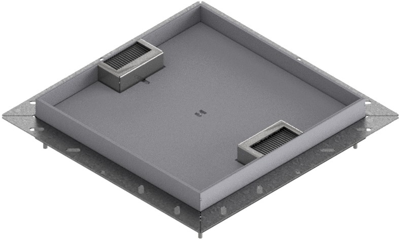 Produktbild UBDK 320 254  -  Unterflur-Bodendose UBDK 320 inkl. Deckel mit Kante, 25mm Vertiefung und 2 Bürstenauslässen