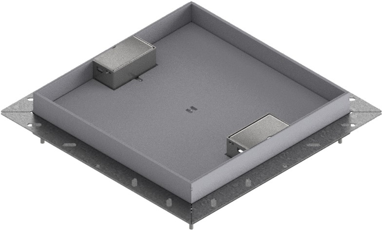 Produktbild UBDK 320 302  -  Unterflur-Bodendose UBDK 320 inkl. Deckel mit Kante, 30mm Vertiefung und 2 Schnurauslässen