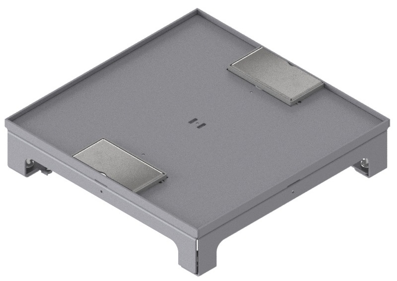 Produktbild UBD 262 257  -  Unterflur-Bodendose UBD 260 inkl. Deckel, flach (SVZ), ohne Kante, 5mm Vertiefung und 2 Schnurauslass