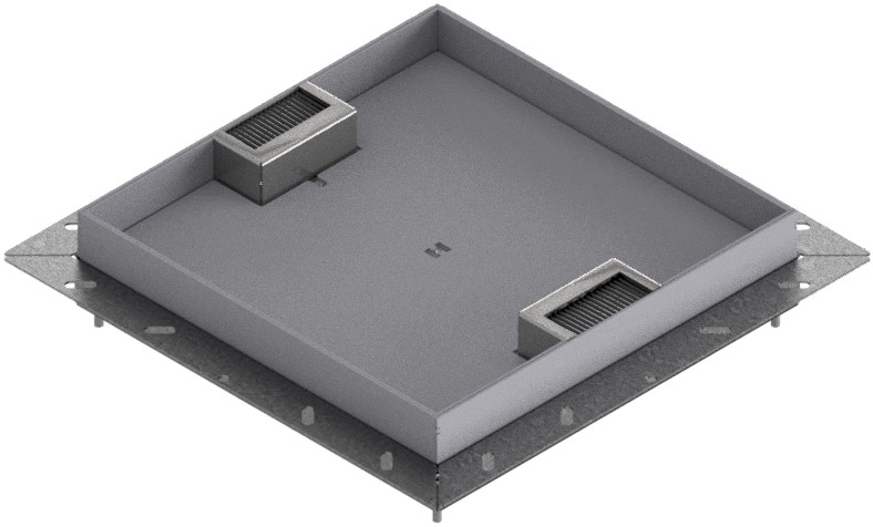 Produktbild UBDK 320 304  -  Unterflur-Bodendose UBDK 320 inkl. Deckel mit Kante, 30mm Vertiefung und 2 Bürstenauslässen