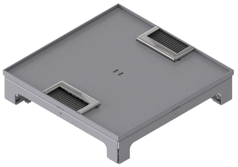 Produktbild UBD 262 258  -  Unterflur-Bodendose UBD 260 inkl. Deckel, flach (SVZ) ohne Kante, 5mm Vertiefung und 2 Bürstenauslässen