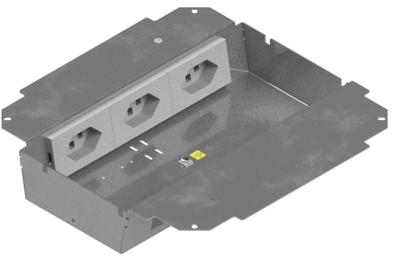 Produktbild UBD 263 267  -  Steckdoseneinsatz für  2x3 FLF, leer, mit 3x 1xT23 weiss