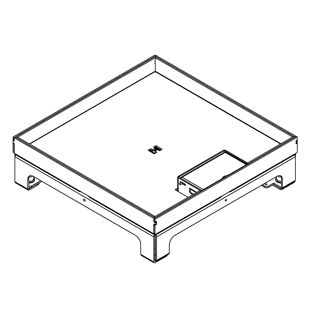 Produktbild UBD 264 201 - Unterflur-Bodendose UBD 260 inkl. Deckel mit Kante, 20mm Vertiefung und 1 Schnurauslass