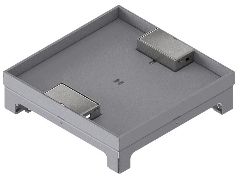 Produktbild UBD 264 203  -  Unterflur-Bodendose UBD 260 inkl. Deckel mit Kante, 20mm Vertiefung und 2 Schnurauslässe