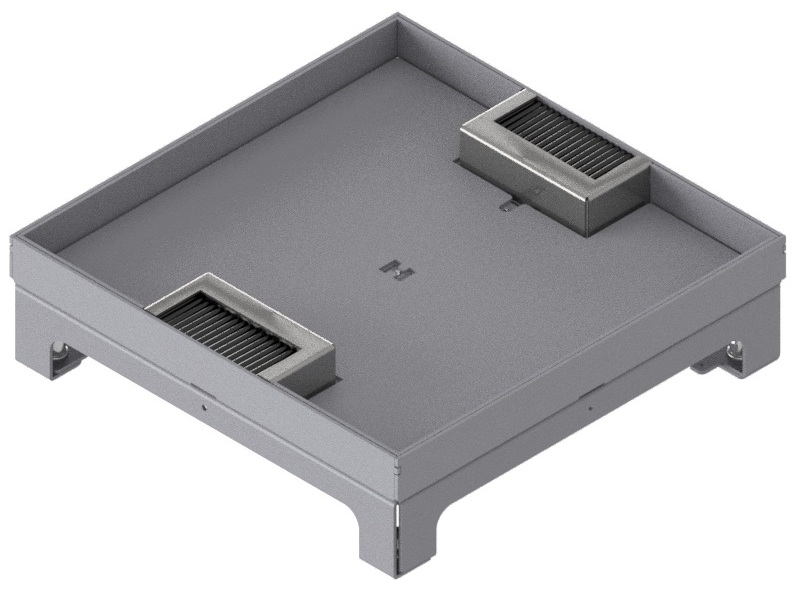 Produktbild UBD 264 204  -  Unterflur-Bodendose UBD 260 inkl. Deckel mit Kante, 20mm Vertiefung und 2 Bürstenauslässe