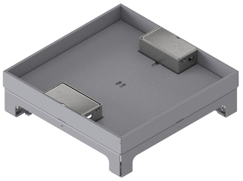 Produktbild UBD 264 253  -  Unterflur-Bodendose UBD 260 inkl. Deckel mit Kante, 25mm Vertiefung und 2 Schnurauslässe