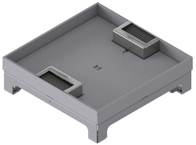 Produktbild UBD 264 254  -  Unterflur-Bodendose UBD 260 inkl. Deckel mit Kante, 25mm Vertiefung und 2 Bürstenauslässe