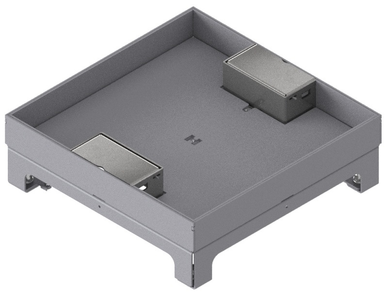 Produktbild UBD 264 303  -  Unterflur-Bodendose UBD 260 inkl. Deckel mit Kante, 30mm Vertiefung und 2 Schnurauslässe