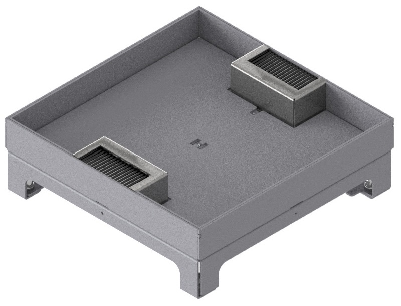 Produktbild UBD 264 304  -  Unterflur-Bodendose UBD 260 inkl. Deckel mit Kante, 30mm Vertiefung und 2 Bürstenauslässe