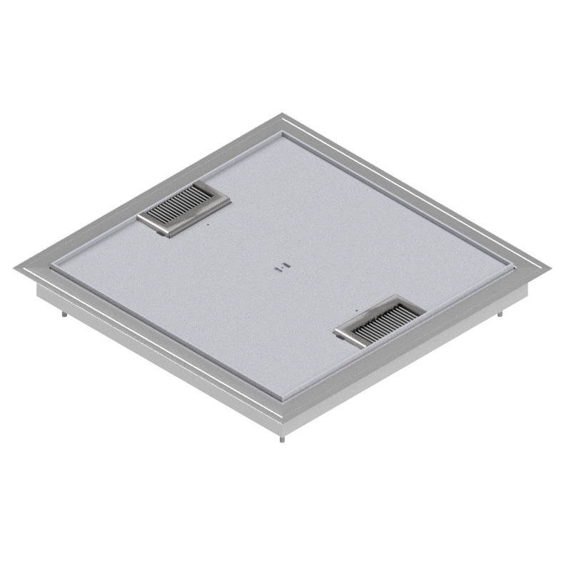 Produktbild DBKN 320 052  -  Doppelboden-Auslass DBKN 320 nivellierbar inkl. Deckel (SVZ), mit 5mm Vertiefung und 2 Bürstenauslässe