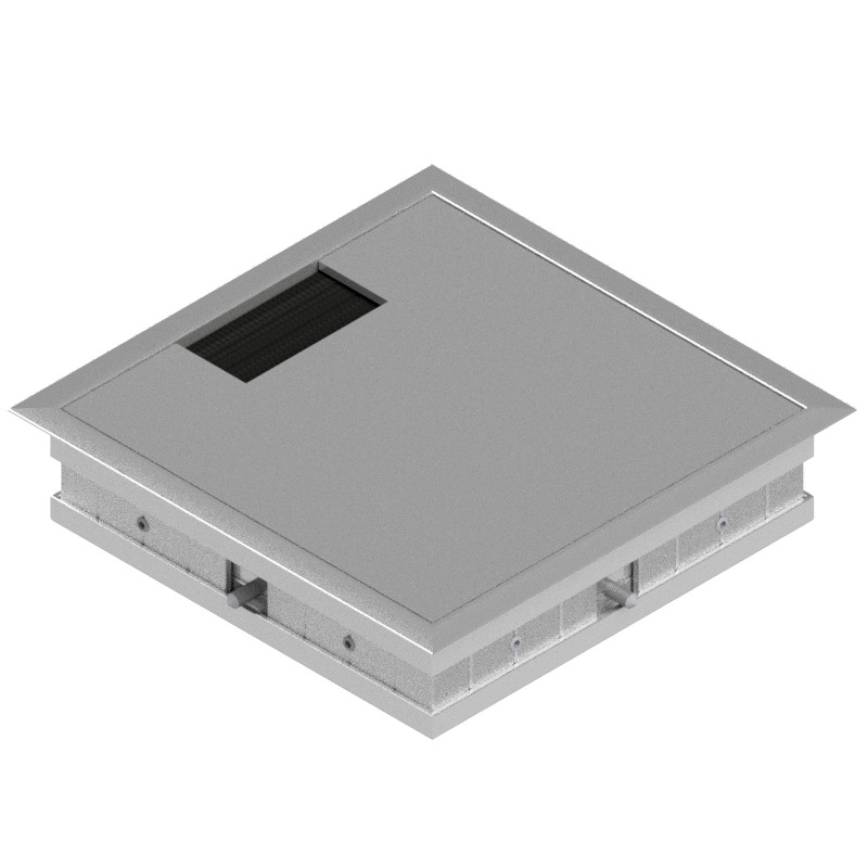 Produktbild DBRA 160 001  -  Doppelboden-Auslass DBRA 160 mit Rand inkl. Deckel  aus Aluminium eloxiert und 1 Bürstenauslass