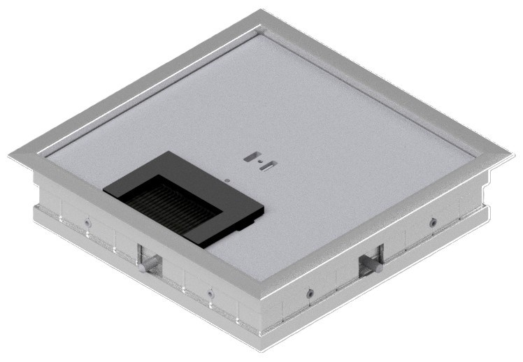 Produktbild DBRA 160 051  -  Doppelboden-Auslass DBRA 160 mit Rand inkl. Deckel flach (SVZ), 5mm Vertiefung und 1 Bürstenauslass