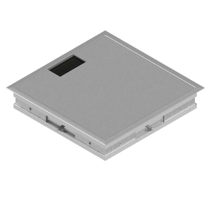 Produktbild DBRA 210 001  -  Doppelboden-Auslass DBRA 210 mit Rand inkl. Deckel  aus Aluminium eloxiert und 1 Bürstenauslass