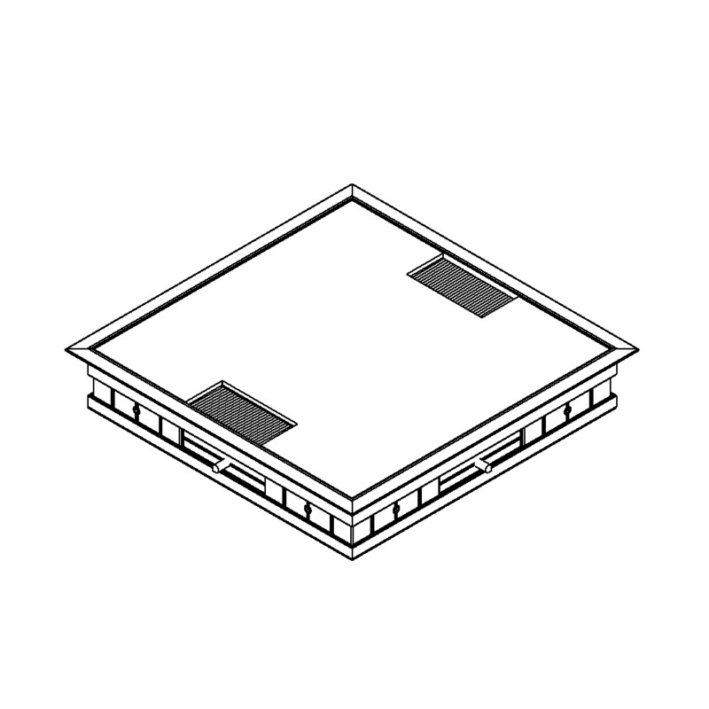 Produktbild DBRA 210 002 - Doppelboden-Auslass DBRA 210 mit Rand inkl. Deckel aus Aluminium eloxiert und 2 Bürstenauslässe