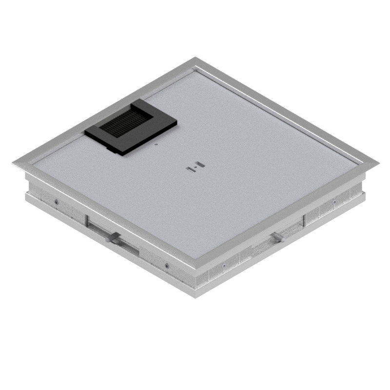 Produktbild DBRA 210 051  -  Doppelboden-Auslass DBRA 210 mit Rand inkl. Deckel flach (SVZ), 5mm Vertiefung und 1 Bürstenauslass