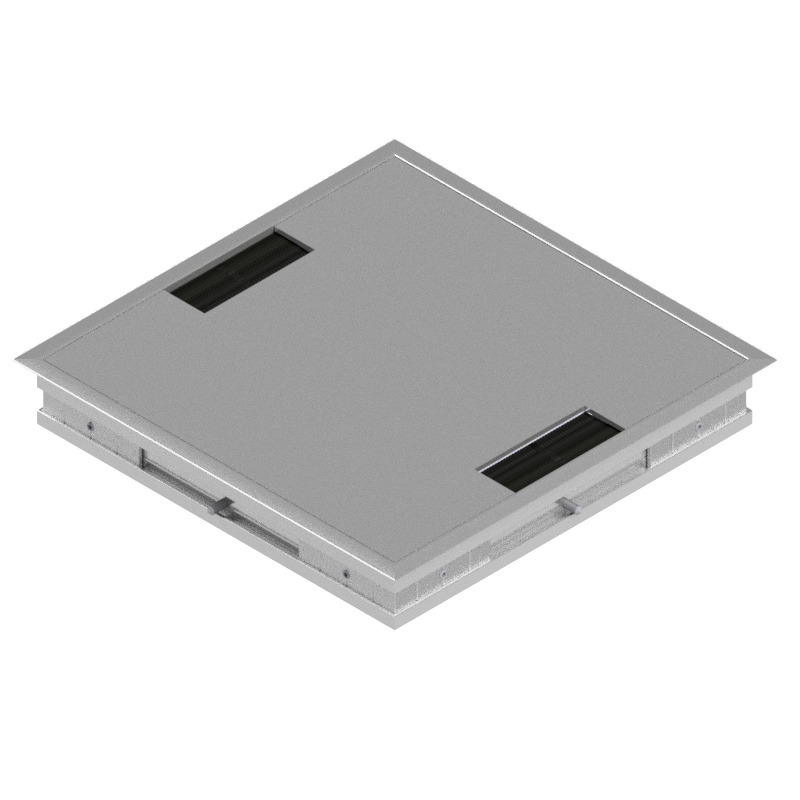 Produktbild DBRA 260 002  -  Doppelboden-Auslass DBRA 260 mit Rand inkl. Deckel  aus Aluminium eloxiert und 2 Bürstenaulässe