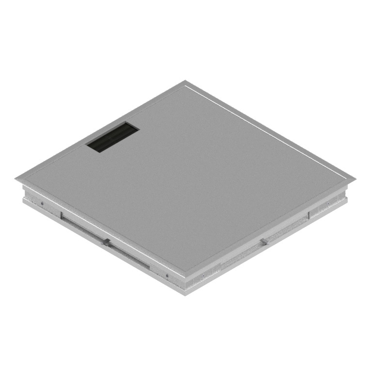 Produktbild DBRA 320 001  -  Doppelboden-Auslass DBRA 320 mit Rand inkl. Deckel  aus Aluminium eloxiert und 1 Bürstenauslass