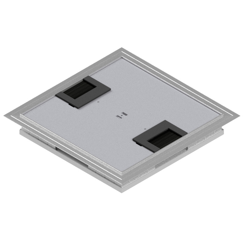 Produktbild DBKA 210 032  -  Doppelboden-Auslass DBKA 210 mit Kante inkl. Deckel flach (SVZ), 3mm Vertiefung und 2 Bürstenauslässe