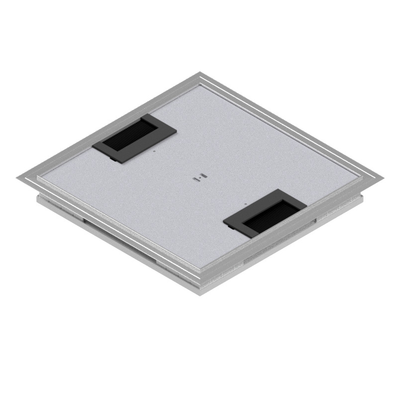 Produktbild DBKA 260 032  -  Doppelboden-Auslass DBKA 260 mit Kante inkl. Deckel flach (SVZ), 3mm Vertiefung und 2 Bürstenauslässe