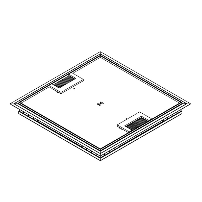 Produktbild DBKA 320 052 - Doppelboden-Auslass DBKA 320 mit Kante inkl. Deckel flach (SVZ), 5mm Vertiefung und 2 Bürstenauslässe