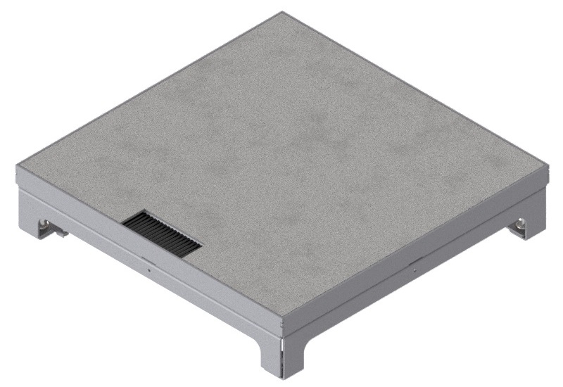 Produktbild UBD 320 311  -  Unterflur-Bodendose UBD 320 inkl. belegtem Deckel aus Chromstahl, geschliffen, und 1 Bürstenauslass