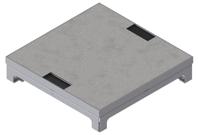 Produktbild UBD 320 312  -  Unterflur-Bodendose UBD 320 inkl. belegtem Deckel aus Chromstahl, geschliffen, und 2 Bürstenauslässe