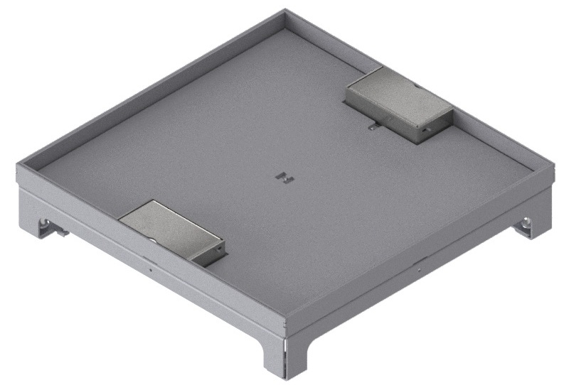 Produktbild UBD 320 317  -  Unterflur-Bodendose UBD 320 inkl. Deckel mit Kante, 15mm Vertiefung und 2 Schnurauslässe