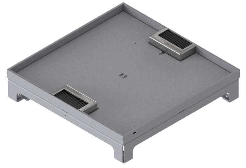 Produktbild UBD 320 318  -  Unterflur-Bodendose UBD 320 inkl. Deckel mit Kante, 15mm Vertiefung und 2 Bürstenauslässe