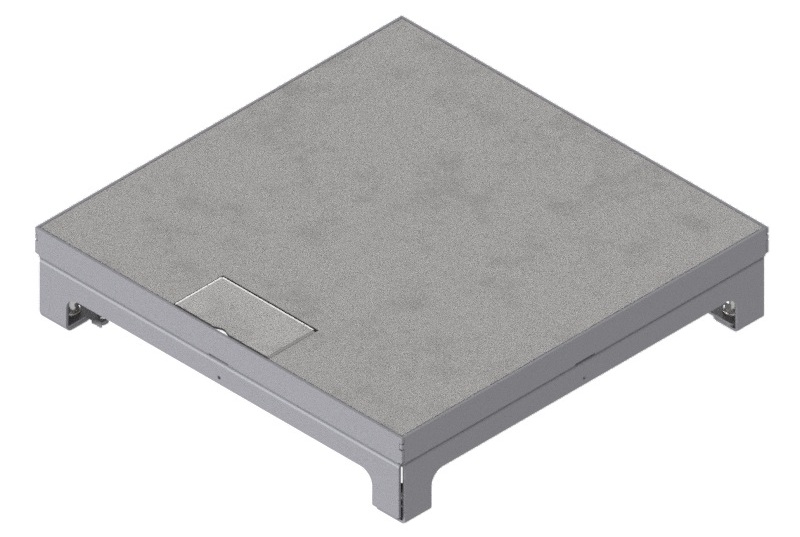 Produktbild UBD 320 321  -  Unterflur-Bodendose UBD 320 inkl. belegtem Deckel aus Chromstahl, geschliffen, und 1 Schnurauslass